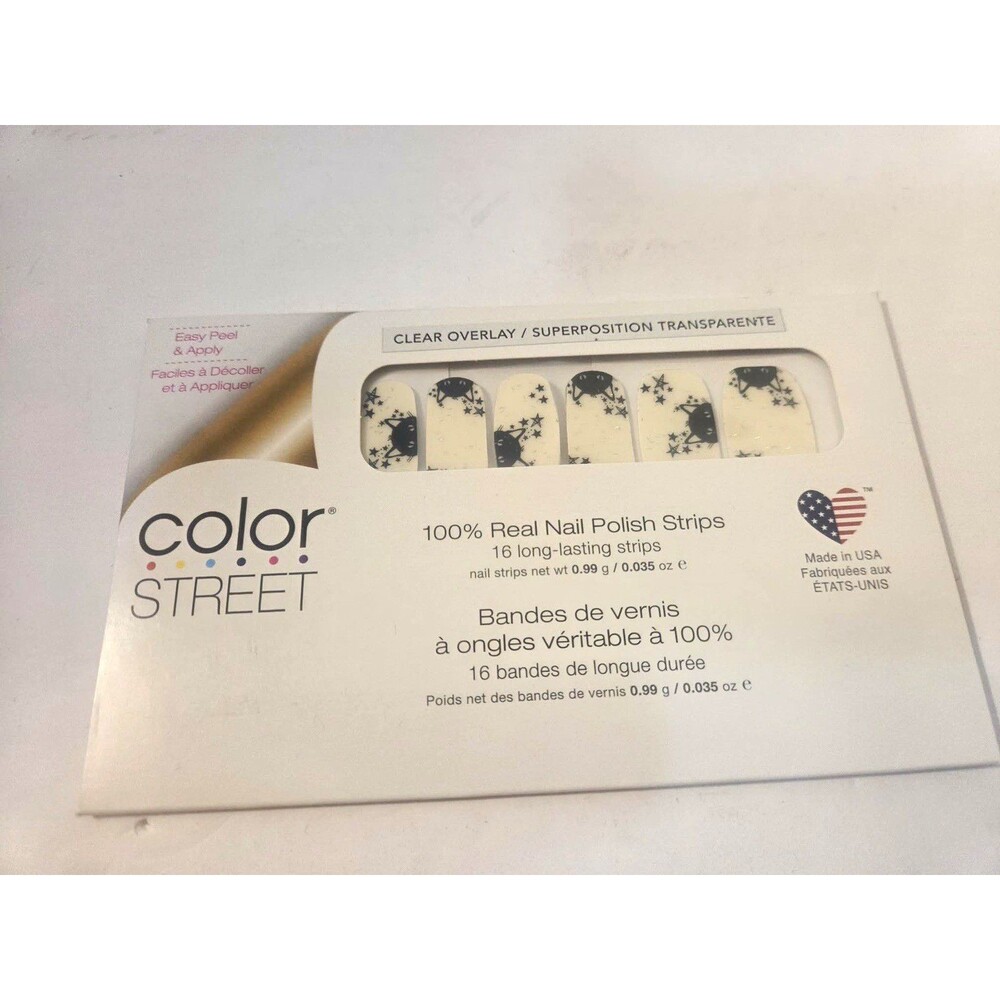 Color Street Clear Overlay Cats & Stars Glitter Nail Polish Strips Nine Lives